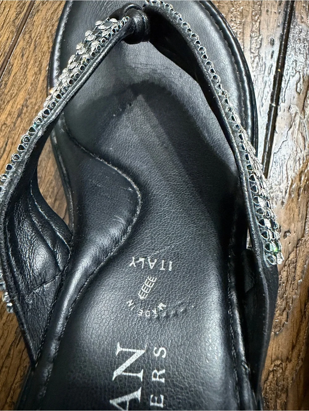 Y2K Italian Shoemakers Wedge Sandals with Rhinestone Bling Straps - 6